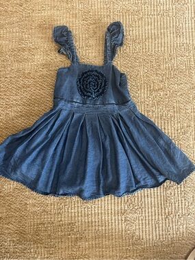 Habitual Navy Blue Ruffled Strap Dress with Rosette